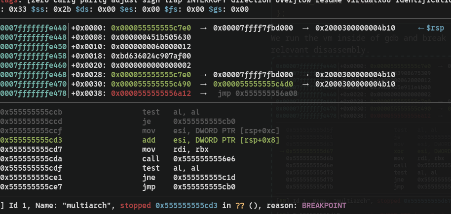 Screenshot of disassembly (add operation)