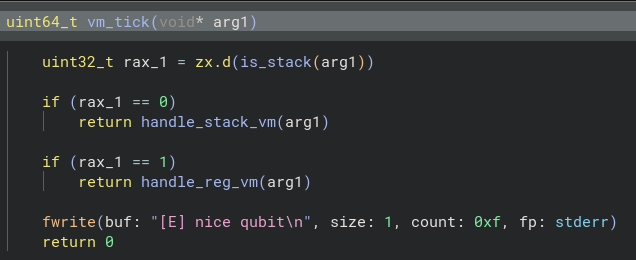 Screenshot of decompilation of vm_tick
